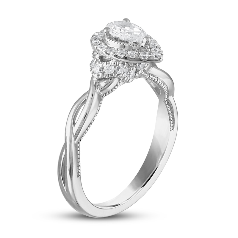 Main Image 2 of Now + Forever Diamond Engagement Ring 5/8 ct tw Pear & Round-cut in 14K White Gold