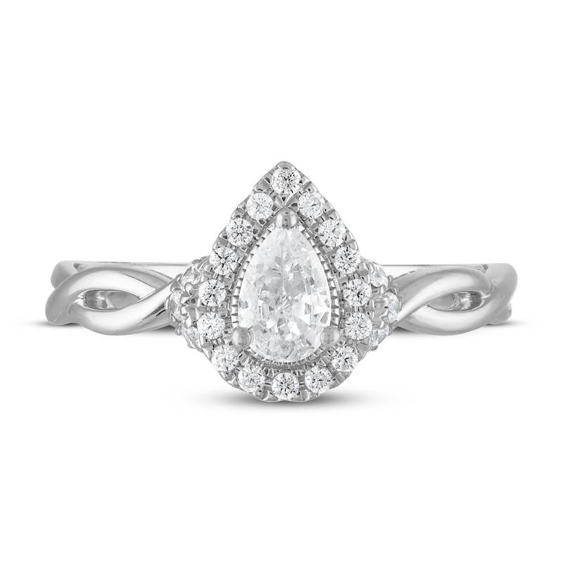 Main Image 3 of Now + Forever Diamond Engagement Ring 5/8 ct tw Pear & Round-cut in 14K White Gold