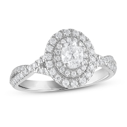 Now + Forever Diamond Enagagment Ring 3/4 ct tw Oval & Round-cut in 14K White Gold