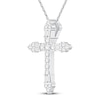Thumbnail Image 1 of Neil Lane Diamond Cross Necklace 1/2 ct tw Round & Baguette 14K White Gold 19"