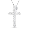 Thumbnail Image 2 of Neil Lane Diamond Cross Necklace 1/2 ct tw Round & Baguette 14K White Gold 19&quot;