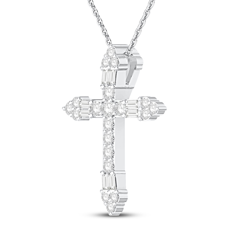 Neil Lane Diamond Cross Necklace 1/2 ct tw Round & Baguette 14K White Gold 19"