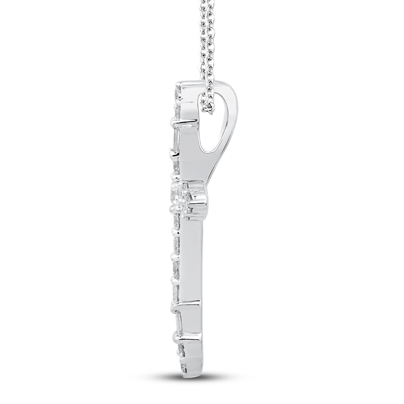 Main Image 3 of Neil Lane Diamond Cross Necklace 1/2 ct tw Round & Baguette 14K White Gold 19&quot;