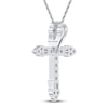 Thumbnail Image 3 of Neil Lane Diamond Cross Necklace 1/2 ct tw Round & Baguette 14K White Gold 19"