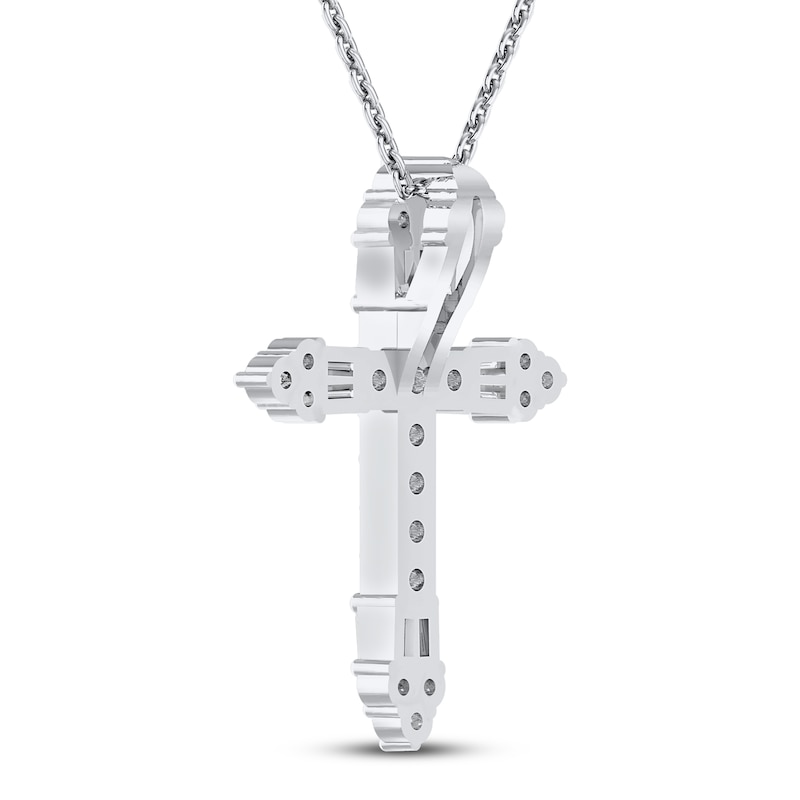 Main Image 4 of Neil Lane Diamond Cross Necklace 1/2 ct tw Round & Baguette 14K White Gold 19&quot;