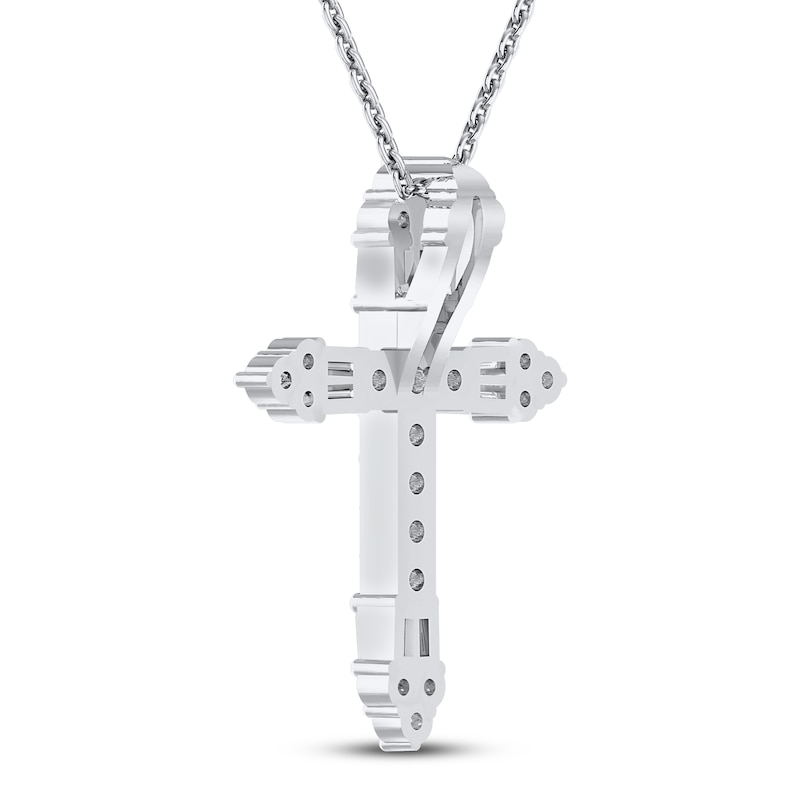 Neil Lane Diamond Cross Necklace 1/2 ct tw Round & Baguette 14K White Gold 19"