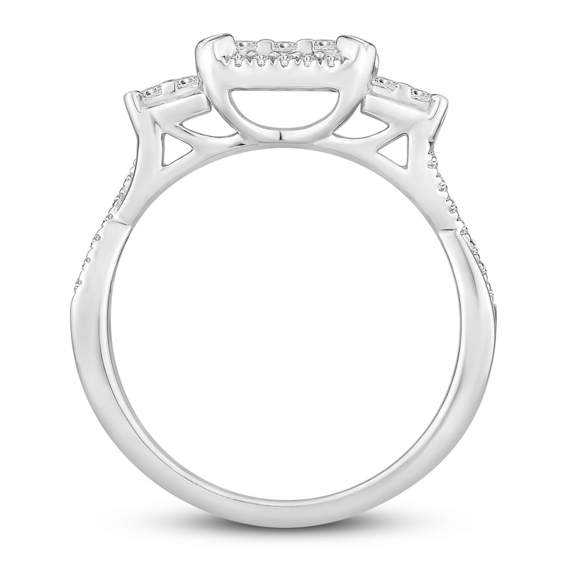 Diamond Engagement Ring 3/4 ct tw Princess & Round 10K White Gold