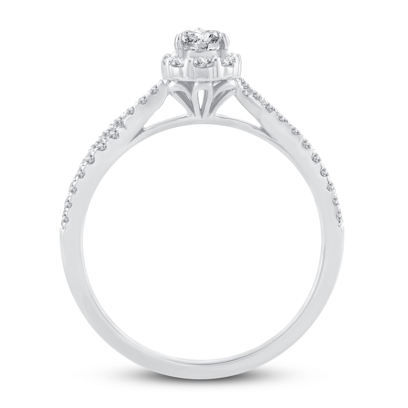 Diamond Engagement Ring 1/2 ct tw Pear & Round 14K White Gold