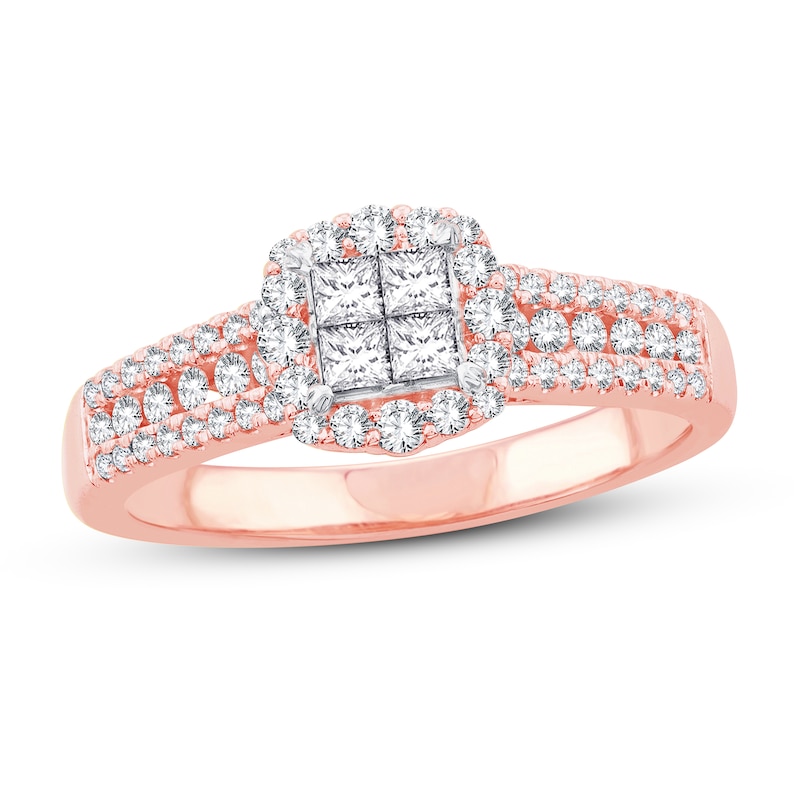 Main Image 1 of Now + Forever Diamond Engagement Ring 5/8 ct tw Princess & Round 14K Rose Gold
