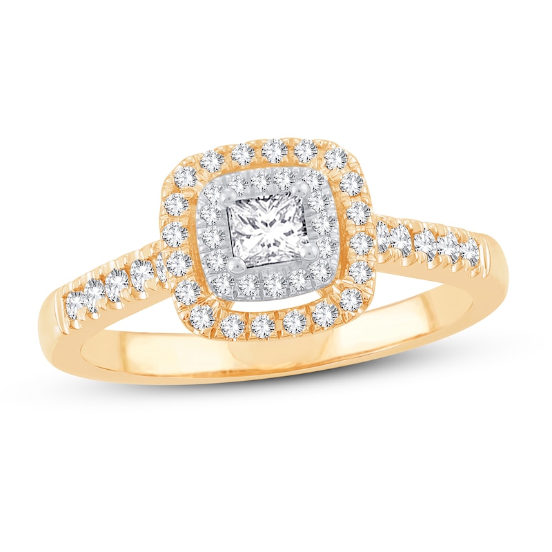 Main Image 1 of Now + Forever Diamond Engagement Ring 1/2 ct tw Princess & Round 14K Yellow Gold
