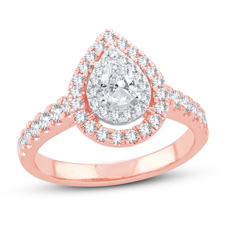 Main Image 1 of Now + Forever Diamond Engagement Ring 1 ct tw Pear & Round 14K Rose Gold