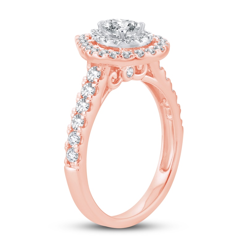 Diamond Engagement Ring 1 ct tw Pear & Round 14K Rose Gold