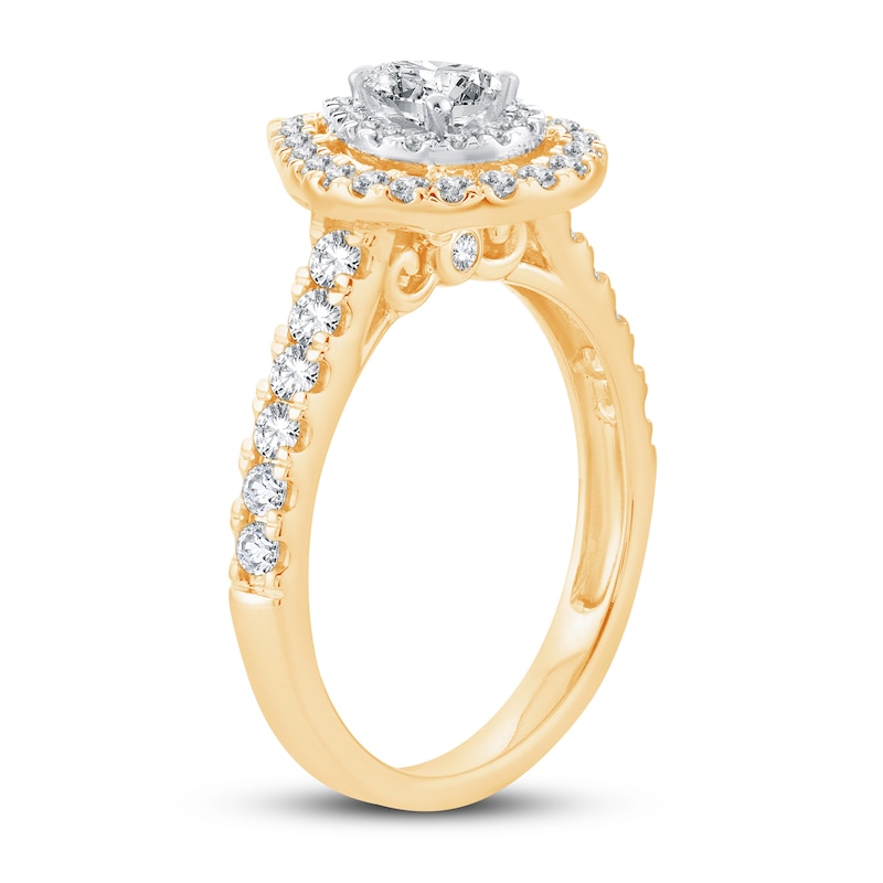 Diamond Engagement Ring 1 ct tw Pear & Round 14K Yellow Gold