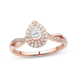 Now + Forever Diamond Engagement Ring 1/2 ct tw Pear & Round 14K Rose Gold