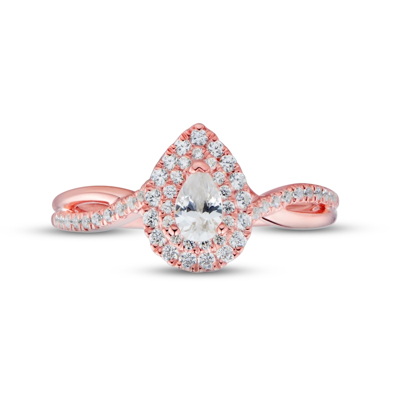 Main Image 3 of Now + Forever Diamond Engagement Ring 1/2 ct tw Pear & Round 14K Rose Gold