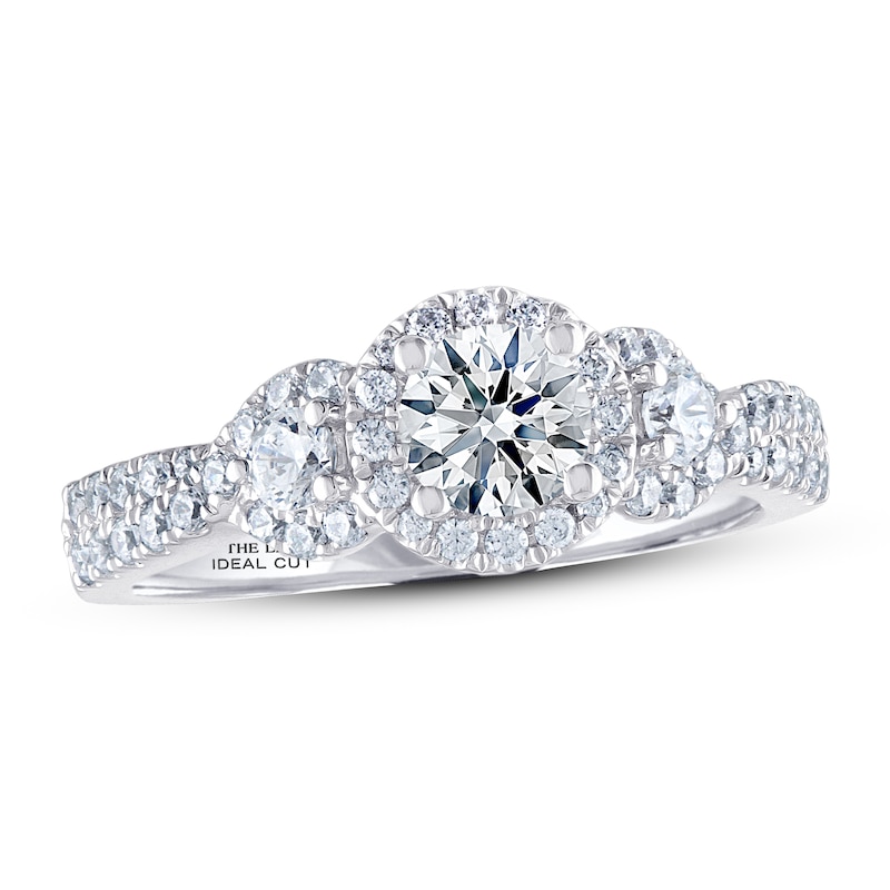 THE LEO Ideal Cut Diamond Three-Stone Engagement Ring 1 ct tw 14K White Gold
