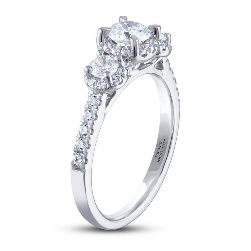 THE LEO Ideal Cut Diamond Three-Stone Engagement Ring 1 ct tw 14K White Gold