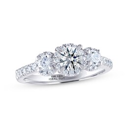 THE LEO Ideal Cut Diamond Three-Stone Engagement Ring 1 ct tw 14K White Gold