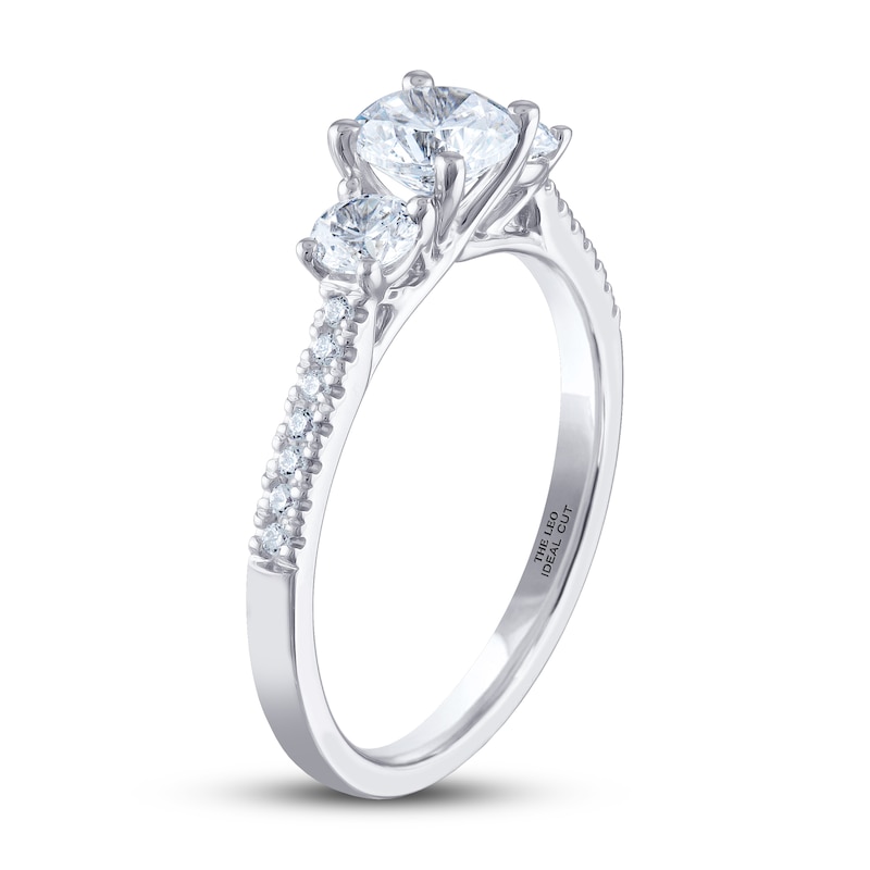 Main Image 2 of THE LEO Ideal Cut Diamond Three-Stone Engagement Ring 1 ct tw 14K White Gold