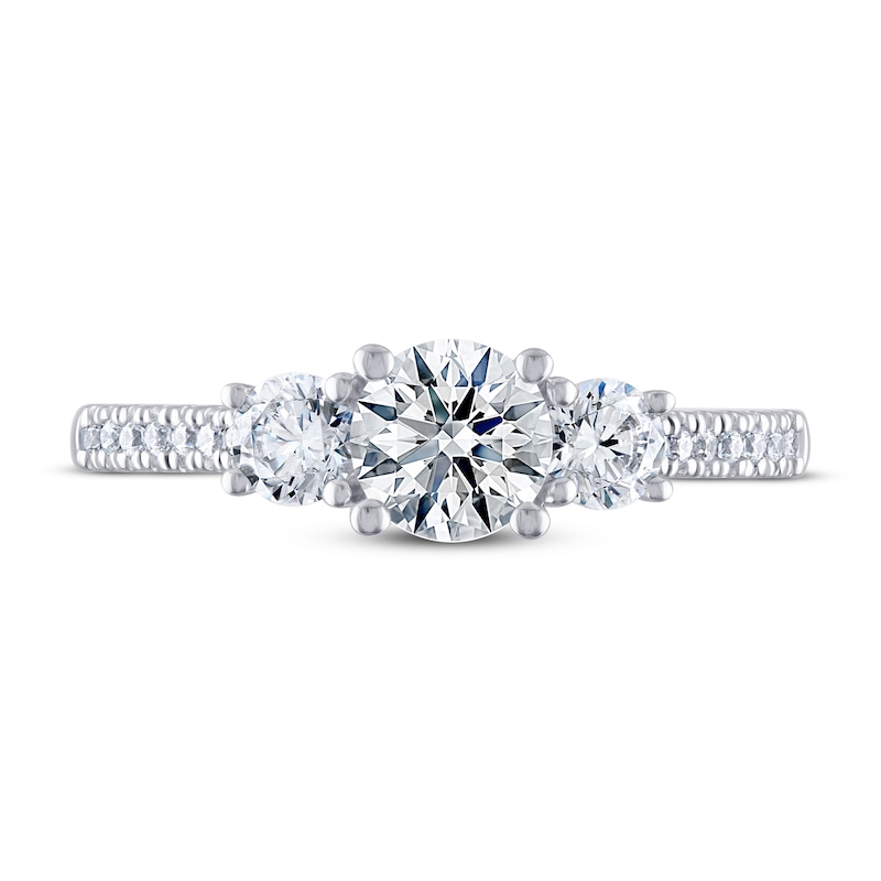 Main Image 3 of THE LEO Ideal Cut Diamond Three-Stone Engagement Ring 1 ct tw 14K White Gold