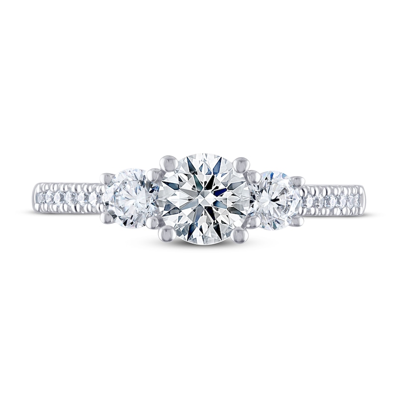 THE LEO Ideal Cut Diamond Three-Stone Engagement Ring 1 ct tw 14K White Gold