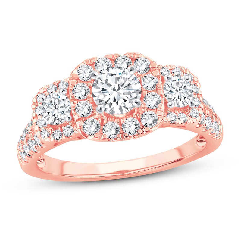 Main Image 1 of Memories Moments Magic Diamond Engagement Ring 1-1/2 ct tw Round-cut 14K Rose Gold