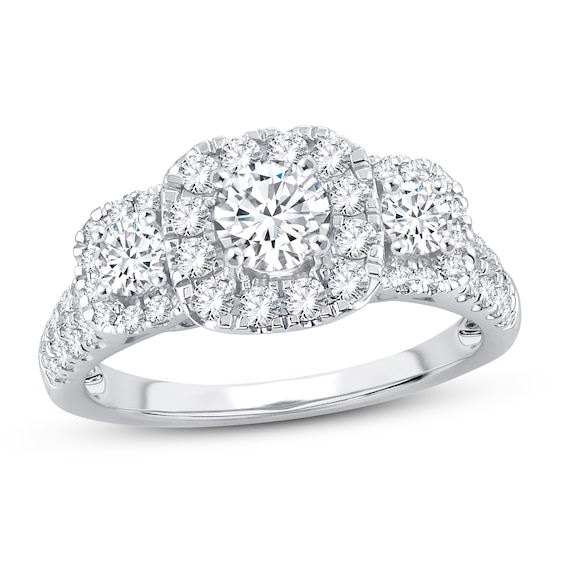 Memories Moments Magic Diamond Engagement Ring 1-1/2 ct tw Round-cut 14K White Gold