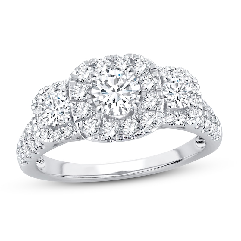 Main Image 1 of Memories Moments Magic Diamond Engagement Ring 1-1/2 ct tw Round-cut 14K White Gold