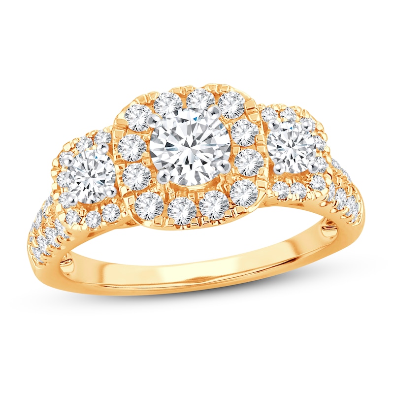 Main Image 1 of Memories Moments Magic Diamond Engagement Ring 1-1/2 ct tw Round-cut 14K Yellow Gold