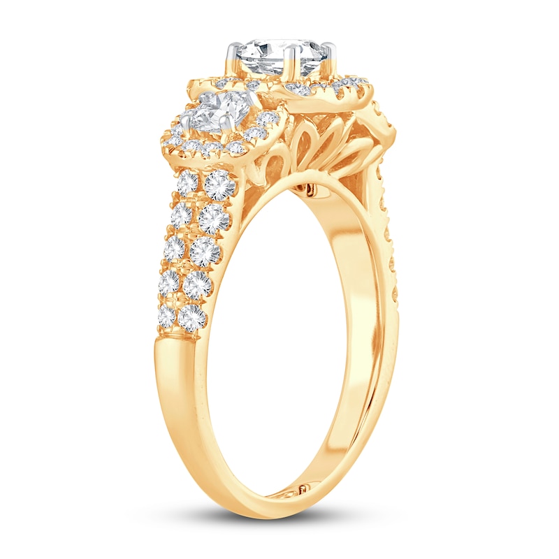 Main Image 2 of Memories Moments Magic Diamond Engagement Ring 1-1/2 ct tw Round-cut 14K Yellow Gold