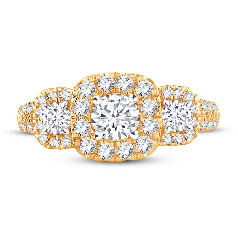 Main Image 3 of Memories Moments Magic Diamond Engagement Ring 1-1/2 ct tw Round-cut 14K Yellow Gold