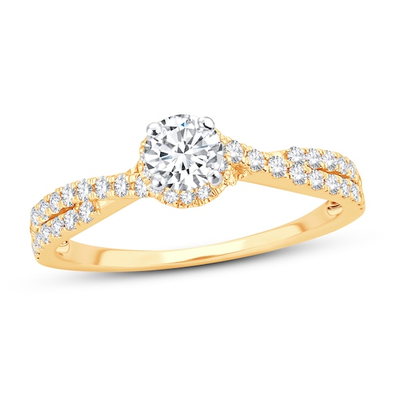 Now + Forever Diamond Engagement Ring 3/4 ct tw Round-cut 14K Yellow Gold