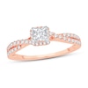 Diamond Engagement Ring 3/4 ct tw Princess & Round 14K Rose Gold