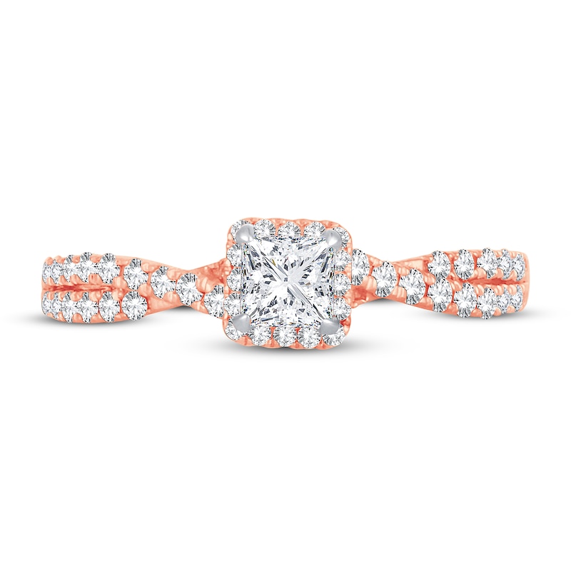 Main Image 3 of Now + Forever Diamond Engagement Ring 3/4 ct tw Princess & Round 14K Rose Gold