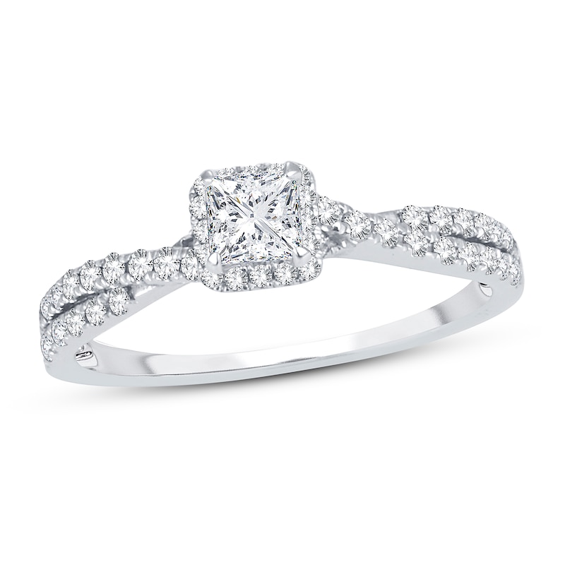 Main Image 1 of Now + Forever Diamond Engagement Ring 3/4 ct tw Princess & Round 14K White Gold