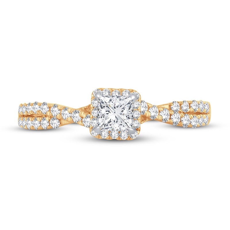 Main Image 3 of Now + Forever Diamond Engagement Ring 3/4 ct tw Princess & Round 14K Yellow Gold