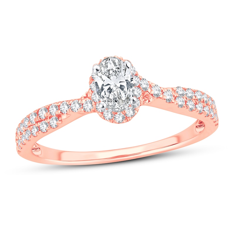Main Image 1 of Now + Forever Diamond Engagement Ring 3/4 ct tw Oval & Round-cut 14K Rose Gold