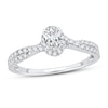 Diamond Engagement Ring 3/4 ct tw Oval & Round  14K White Gold