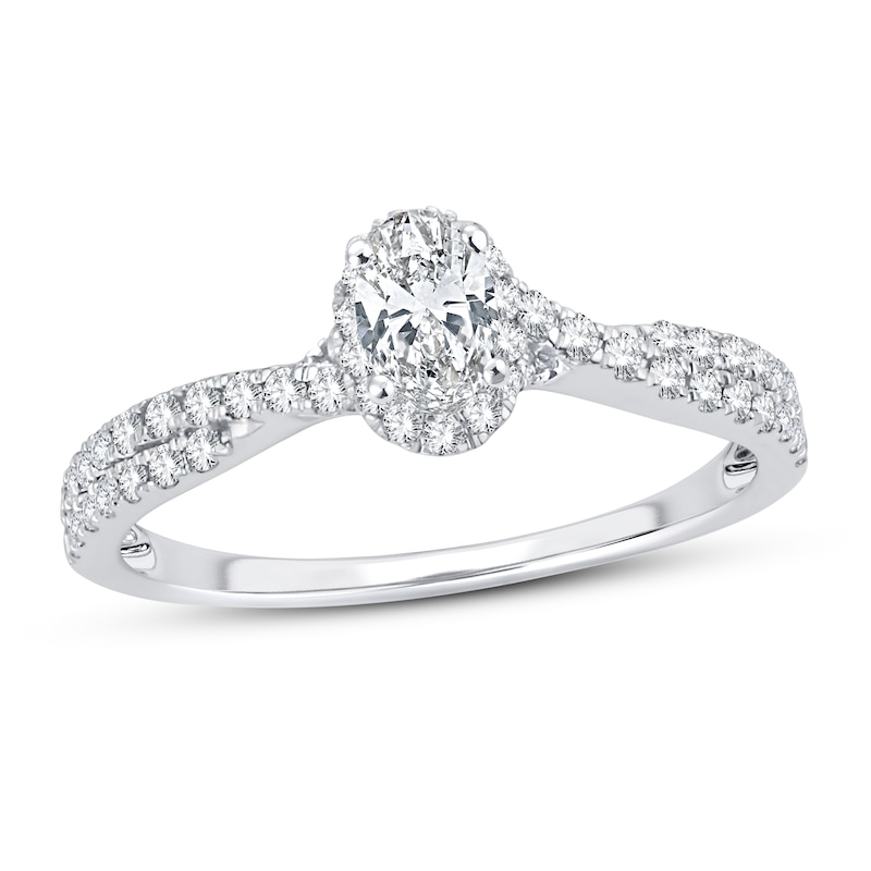 Main Image 1 of Now + Forever Diamond Engagement Ring 3/4 ct tw Oval & Round 14K White Gold