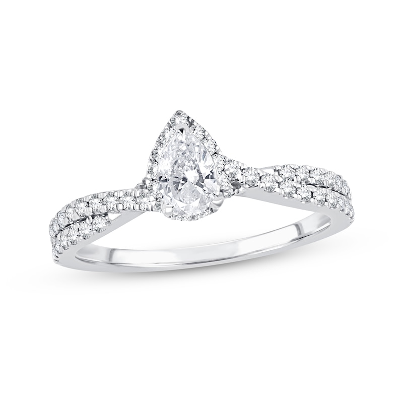 Main Image 1 of Now + Forever Diamond Engagement Ring 3/4 ct tw Pear & Round 14K White Gold
