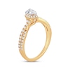 Diamond Engagement Ring 3/4 ct tw Pear & Round 14K Yellow Gold
