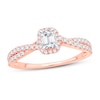 Thumbnail Image 0 of Diamond Engagement Ring 3/4 ct tw Emerald & Round 14K Rose Gold