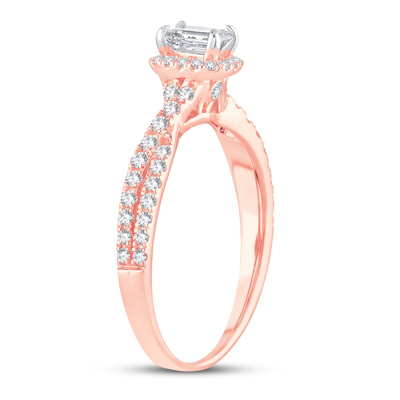 Main Image 2 of Now + Forever Diamond Engagement Ring 3/4 ct tw Emerald & Round 14K Rose Gold