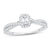 Thumbnail Image 1 of Now + Forever Diamond Engagement Ring 3/4 ct tw Emerald & Round 14K White Gold
