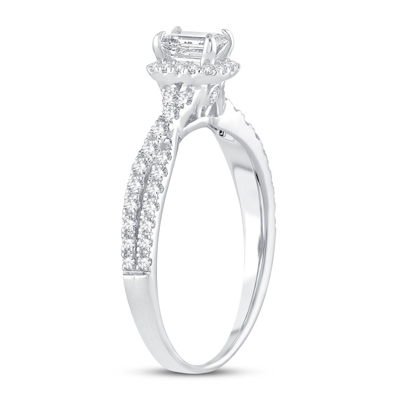 Main Image 2 of Now + Forever Diamond Engagement Ring 3/4 ct tw Emerald & Round 14K White Gold