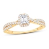 Thumbnail Image 1 of Now + Forever Diamond Engagement Ring 3/4 ct tw Emerald & Round 14K Yellow Gold