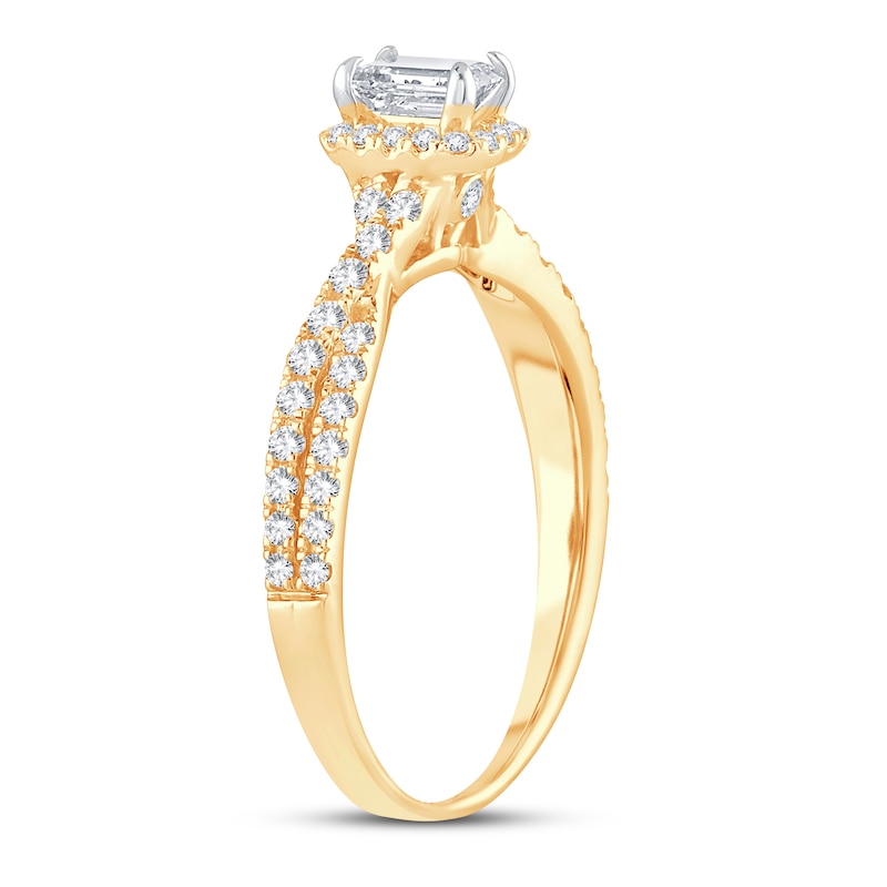 Main Image 2 of Now + Forever Diamond Engagement Ring 3/4 ct tw Emerald & Round 14K Yellow Gold