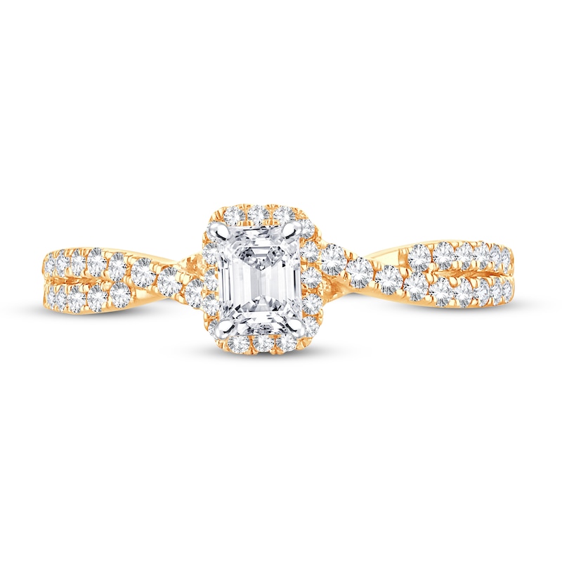 Main Image 3 of Now + Forever Diamond Engagement Ring 3/4 ct tw Emerald & Round 14K Yellow Gold