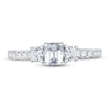 Thumbnail Image 3 of Memories Moments Magic 3-Stone Diamond Engagement Ring 1 ct tw Emerald & Round 14K White Gold