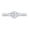 Thumbnail Image 3 of Memories Moments Magic 3-Stone Diamond Engagement Ring 1 ct tw Oval & Round 14K White Gold
